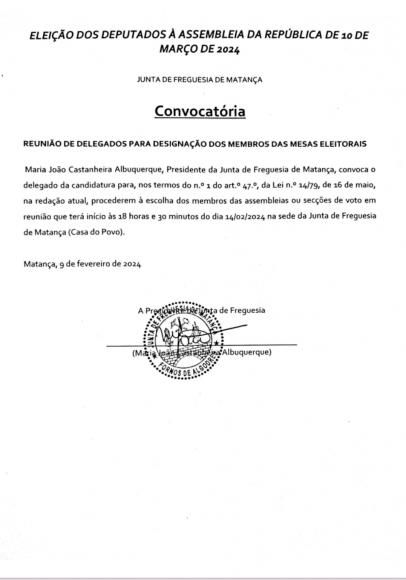 ELEI&Ccedil;&Atilde;O DOS DEPUTADOS &Agrave; ASSEMBLEIA DA REP&Uacute;BLICA DE 10 DE MAR&Ccedil;O DE 2024